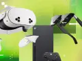 Gogle VR, okulary AR i kontrolery obok konsoli Xbox Series X. Przyszłość gier wirtualnych i rozszerzonych.