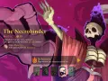 Postać z gry Slay the Spire 2: The Necrobinder, szkielet w szacie z kosą, gotowa do walki.