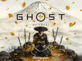 Samuraj w słomkowym kapeluszu, otoczony mieczami, pod górą Fudżi. Logo gry Ghost of Yotei PC.