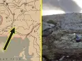 Poszukiwania rdr2 kości dinozaurów w sercu Heartlands. Mapa wskazuje lokalizację, gdzie archeolog kopie w ziemi.