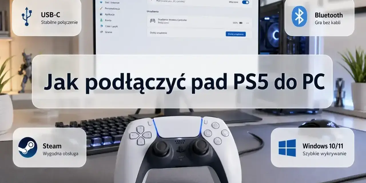 Jak podłączyć pada PS5 do PC? Zobacz, jak łatwo połączyć kontroler DualSense przez USB-C lub Bluetooth, by cieszyć się grami na Windows 10/11 ze wsparciem Steam.