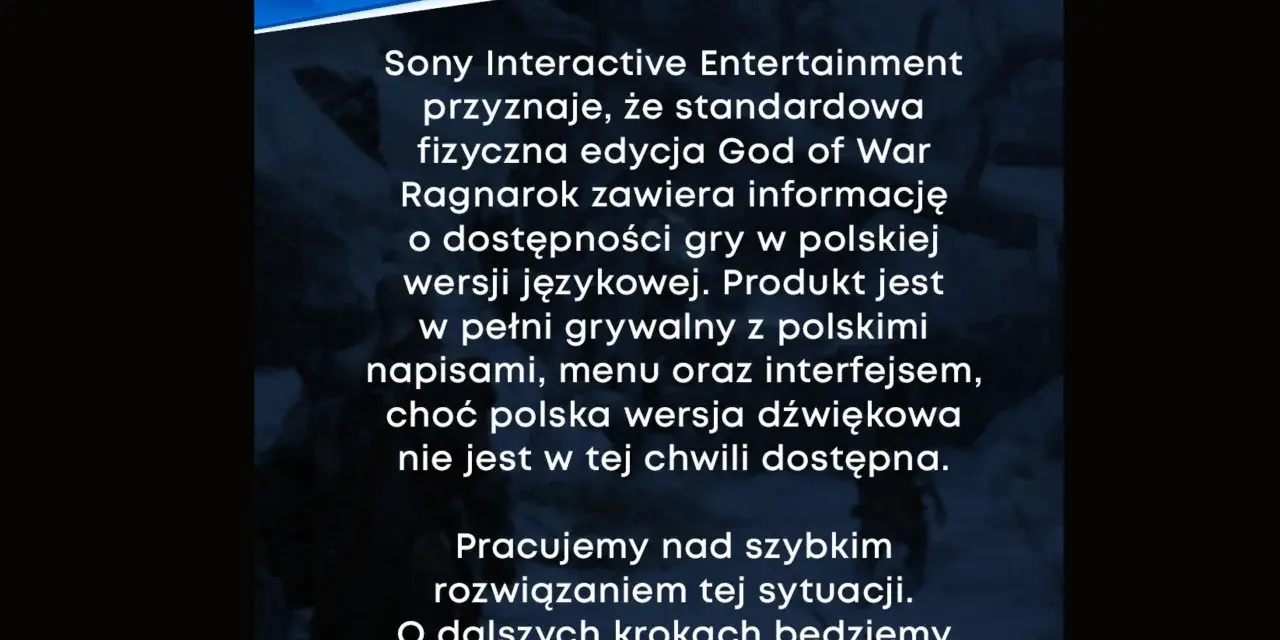 God of War Ragnarok polski dubbing: aktualizacja od PlayStation. Gra ma polskie napisy i menu, ale polska wersja dźwiękowa wkrótce.