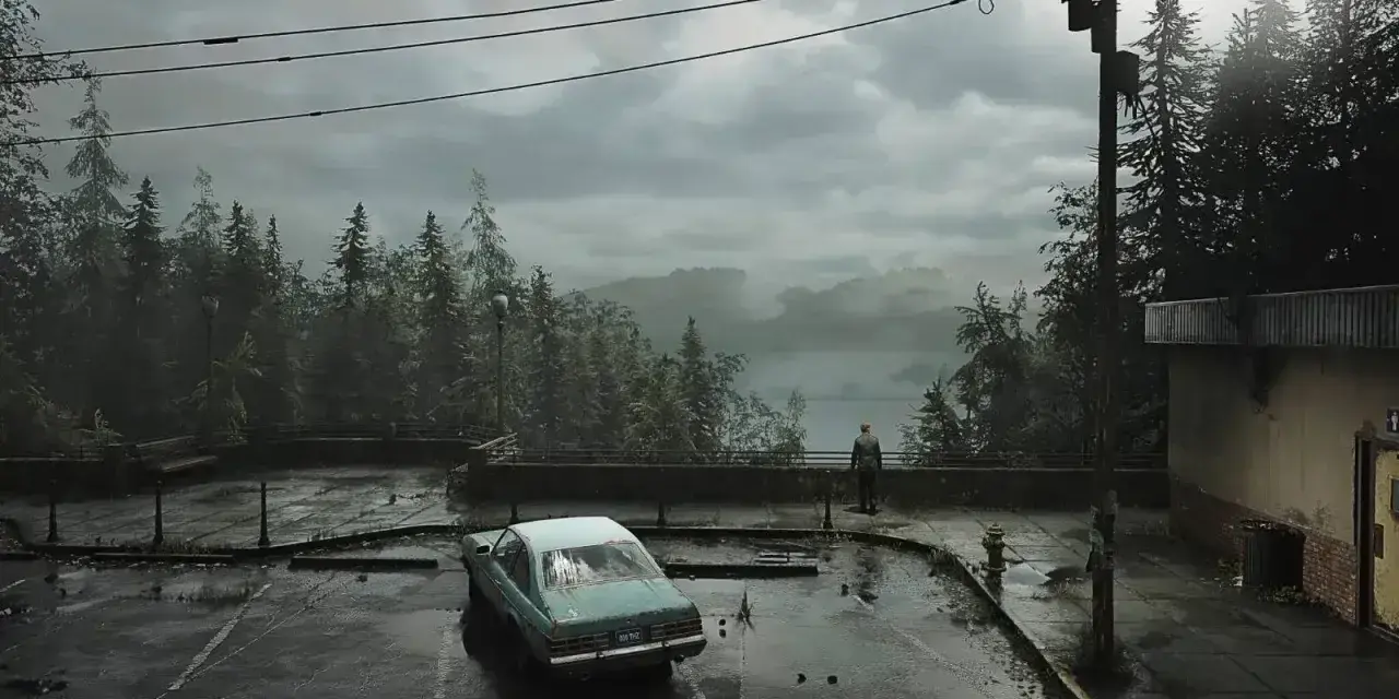 Mroczny parking, opuszczony samochód i samotna postać w oddali. To zapowiedź klimatu, jaki zaoferuje silent hill 1 remake.