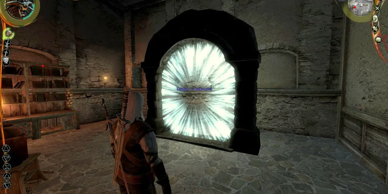 Geralt stoi przed portalem, który jest jednym z sefirów Wiedźmina 1.