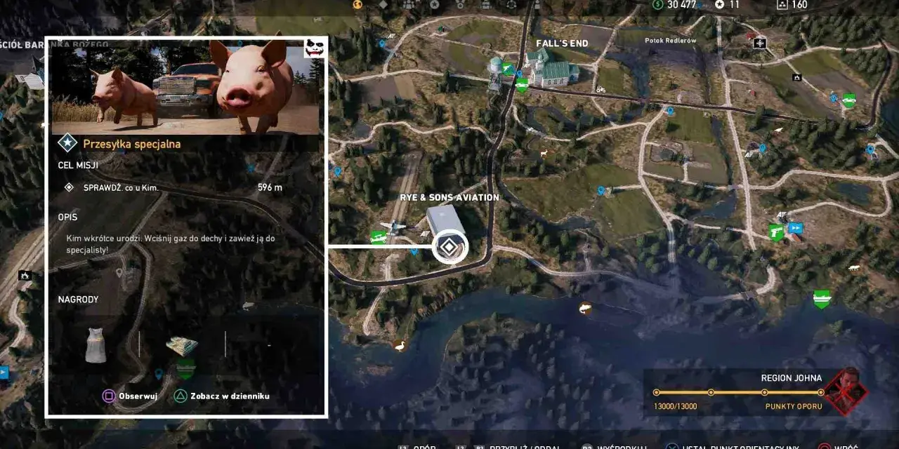 Far Cry 5 poradnik: misja "Przesyłka specjalna" z dwoma świniami. Kim wkrótce urodzi, trzeba ją zawieźć do specjalisty.
