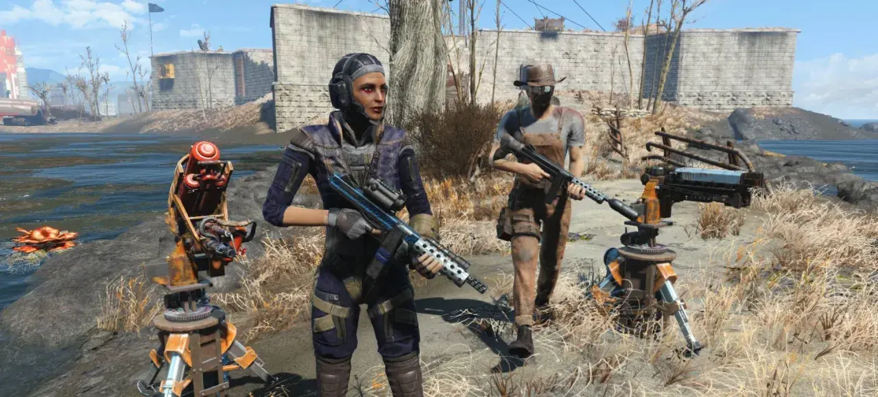 Dwie postacie w postapokaliptycznym świecie, gotowe do walki. Czy to zapowiedź **fallout 5**?