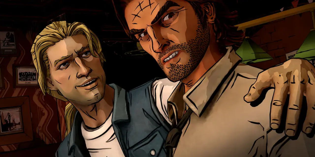 Dwóch mężczyzn, jeden z blond włosami, drugi z bliznami na czole, w napiętej rozmowie. Czy to początek The Wolf Among Us 2?