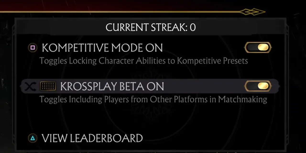 Mortal Kombat 11: Krossplay Beta włączony, umożliwia grę z graczami z innych platform.