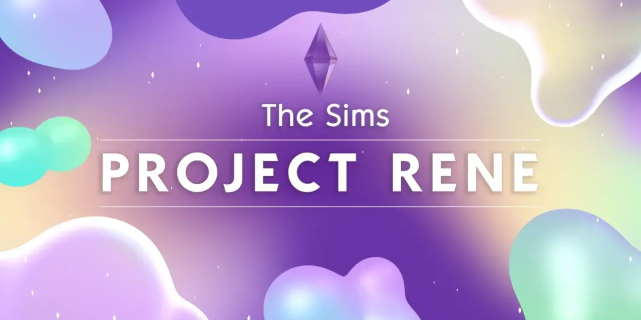 Projekt Rene, czyli przyszłość The Sims 5, zapowiedziany na pastelowym tle z bańkami.