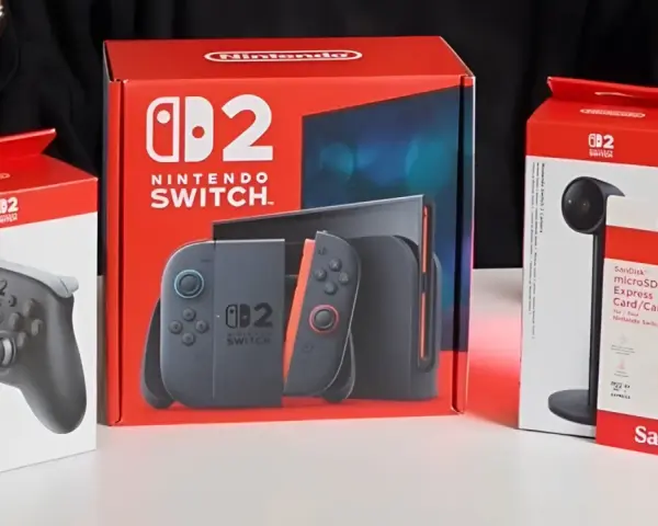 Premiera Nintendo Switch: konsola, kontroler Pro, karta pamięci SanDisk z Mario i akcesorium.