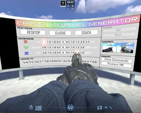 Generator viewmodel CS2 pozwala dostosować pozycję broni, jej pole widzenia i ręczność.