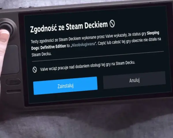 Zgodność gry Sleeping Dogs: Definitive Edition ze Steam Deckiem jest oznaczona jako „Nieobsługiwana”. Valve pracuje nad poprawą tej sytuacji, aby gry działały na Steam Decku.