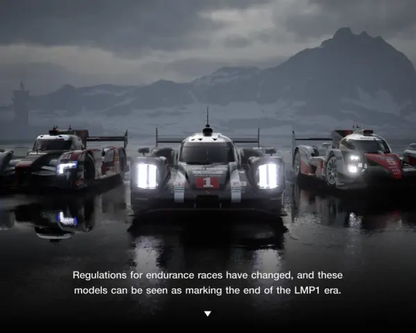 Trzy prototypy LMP1 na mokrym torze, zapowiadające zmiany w Gran Turismo 7 aktualizacja.