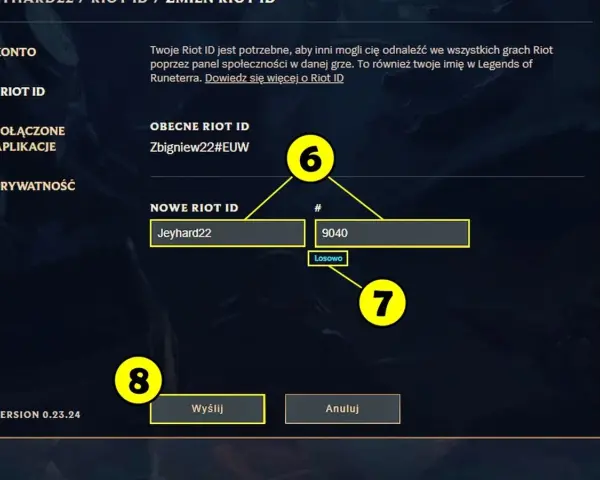 Jak zmienic nick w Valorant? Widok panelu konta Riot, gdzie można edytować swój Riot ID.