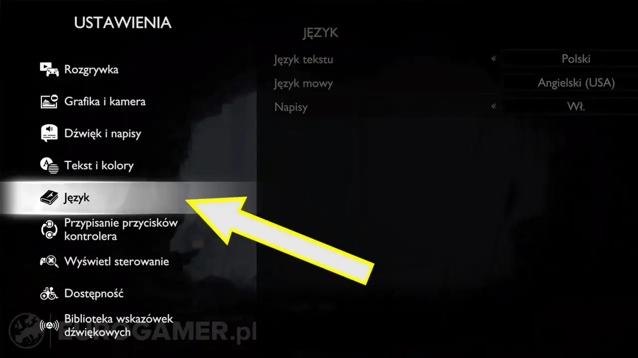 Ustawienia języka w God of War Ragnarok. Po aktualizacji można wybrać polski dubbing i napisy.
