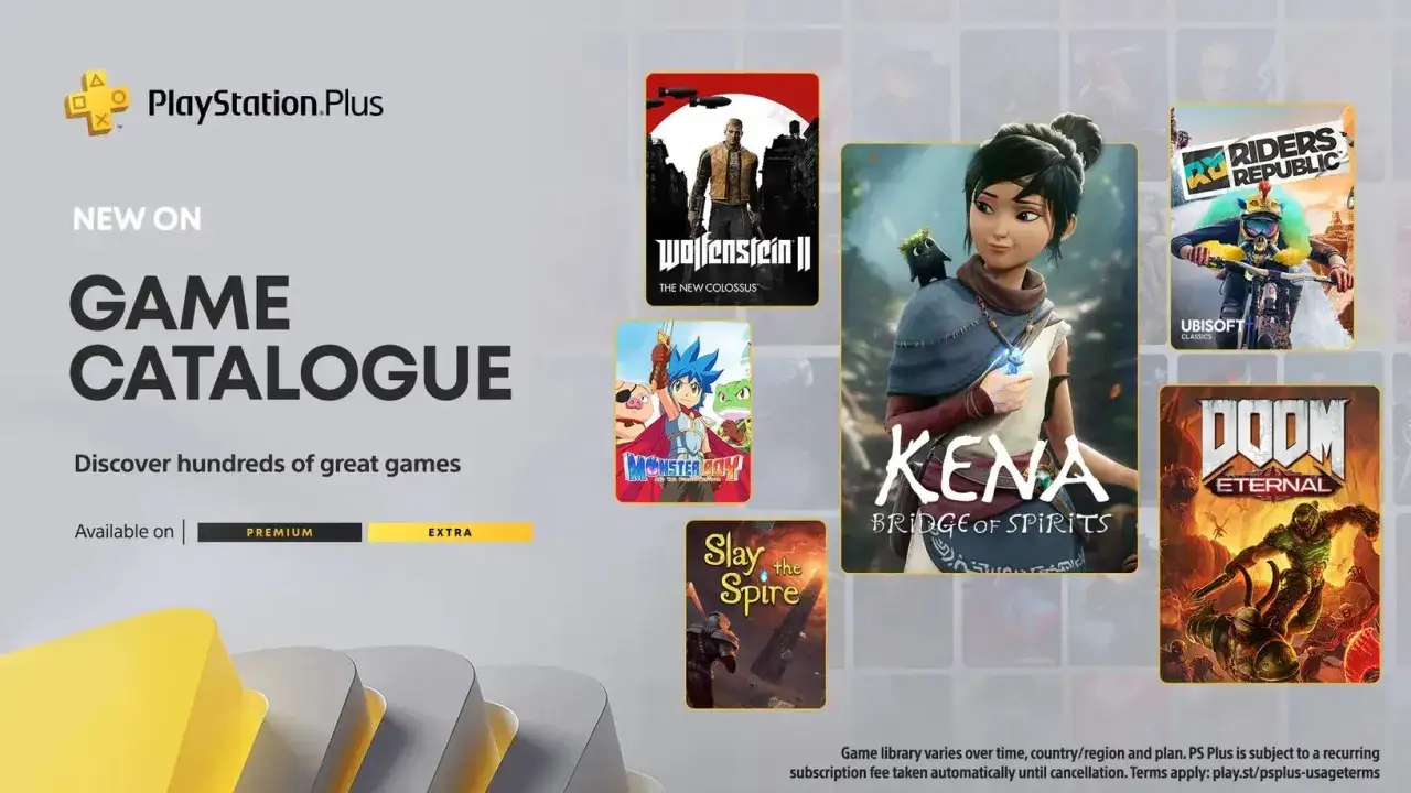 Gry PS Plus kwiecień: Wolfenstein II, Kena: Bridge of Spirits, Riders Republic, Doom Eternal i inne w Game Catalogue.
