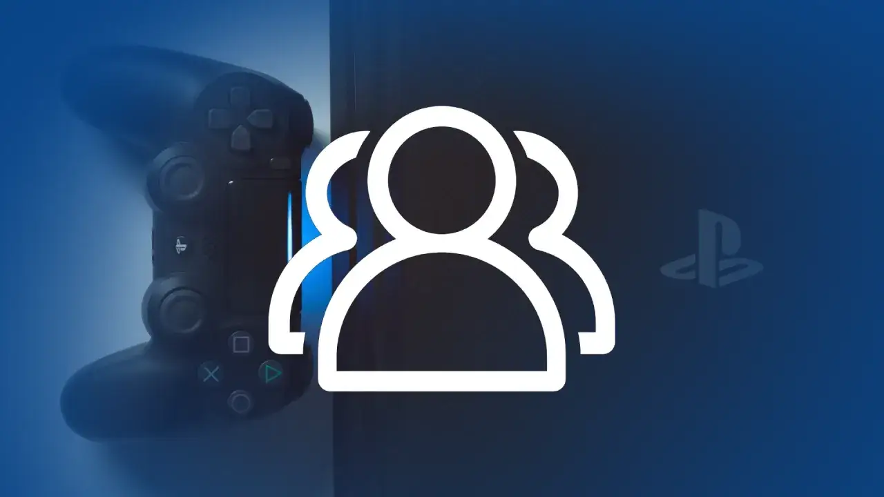 Ikona grupy osób na tle konsoli PS4 i pada. Twój identyfikator internetowy PS4 pozwala grać z przyjaciółmi.